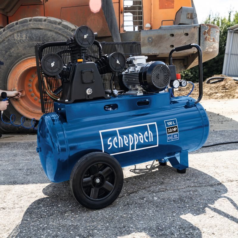 SCHEPPACH HC 550 TC TŘÍVÁLCOVÝ OLEJOVÝ ŘEMENOVÝ KOMPRESOR 100 L / 10 BAR - OLEJOVÉ KOMPRESORY - PNEU NÁŘADÍ