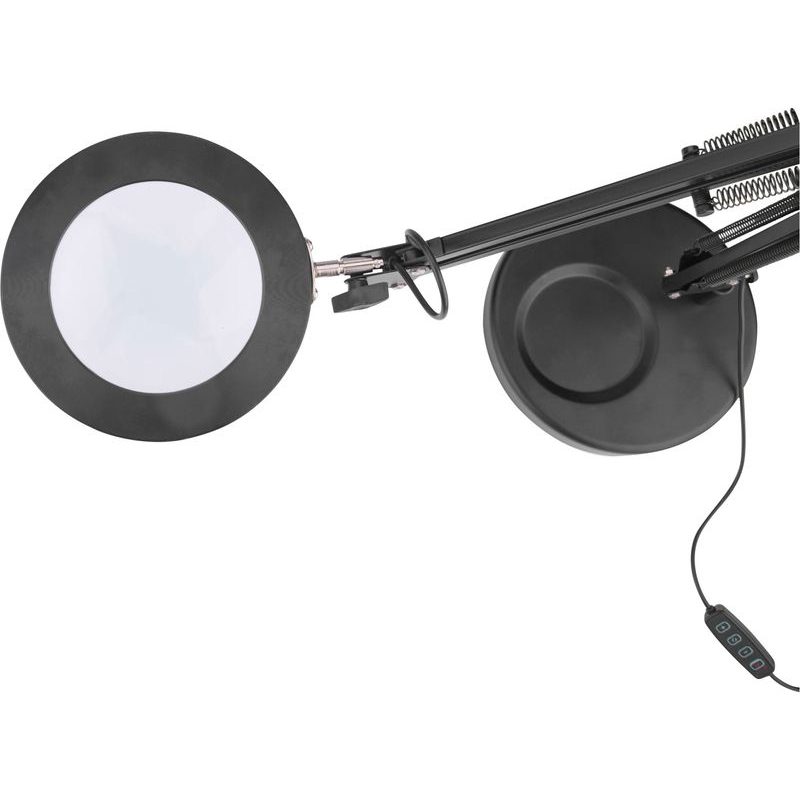 EXTOL LIGHT LAMPA STOLNÍ S LUPOU, USB NAPÁJENÍ, ČERNÁ, 2400LM, 3 BARVY SVĚTLA, 5X ZVĚTŠENÍ, 43160 - PRACOVNÍ SVĚTLA - PŘENOSKY - SVÍTIDLA