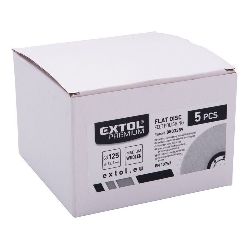 EXTOL PREMIUM KOTOUČ LEŠTÍCÍ FILCOVÝ/PLSTĚNÝ, CELOOBVODOVÝ ROVNÝ, O 125X15MM, 8803389 - LAMELOVÉ KOTOUČE - PŘÍSLUŠENSTVÍ