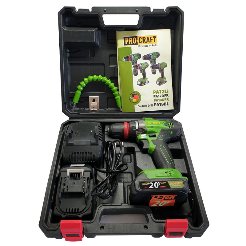 AKU VRTACÍ ŠROUBOVÁK PROCRAFT PA18DFR | PA18DFR PROCRAFT - AKU ŠROUBOVÁK 18V - 20V - AKU NÁŘADÍ