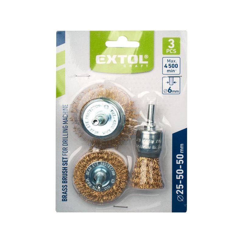 EXTOL CRAFT KARTÁČE POMOSAZENÉ, SADA 3KS, O 25-50-50MM, 1832 - KARTÁČE NA VRTAČKU - PŘÍSLUŠENSTVÍ