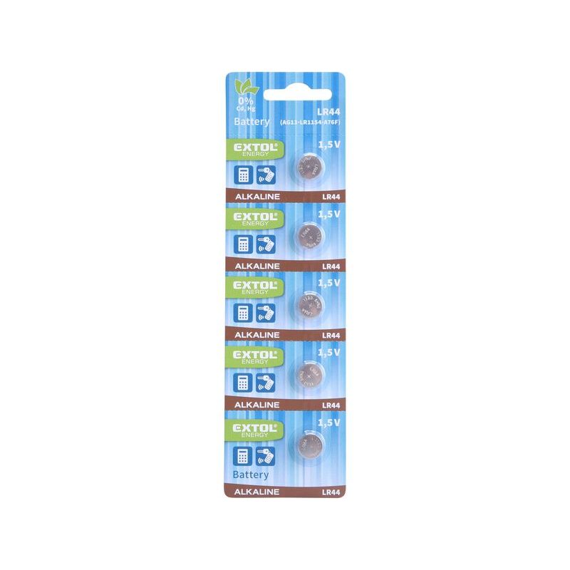 EXTOL ENERGY BATERIE ALKALICKÉ, 5KS, 1,5V (LR44), 42051 - BATERIE AA, AAA, 9V ... - DŮM A DOMÁCNOST, ELEKTRO..