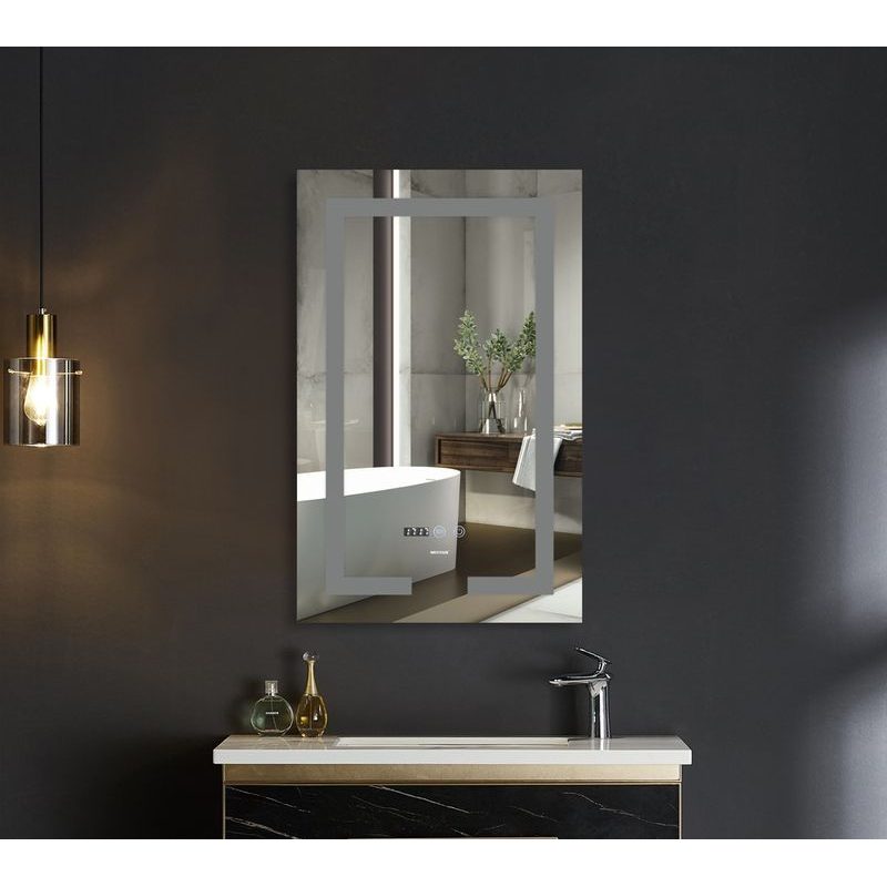 KOUPELNOVÉ ZRCADLO S LED OSVĚTLENÍM, PROTIZAMLŽOVACÍ FUNKCÍ, REGULACÍ JASU A HODINKAMI, MR06-60×80 H | MR06-60×80 HARD PROCRAFT - ZRCADLA - SANITA