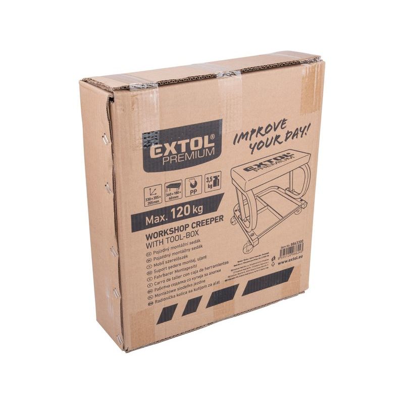 EXTOL PREMIUM SEDÁK MONTÁŽNÍ POJÍZDNÝ, NOSNOST DO 120KG, 8863300 - MONTÁŽNÍ LÉHATKA, SEDÁTKA - DÍLNA A GARÁŽ