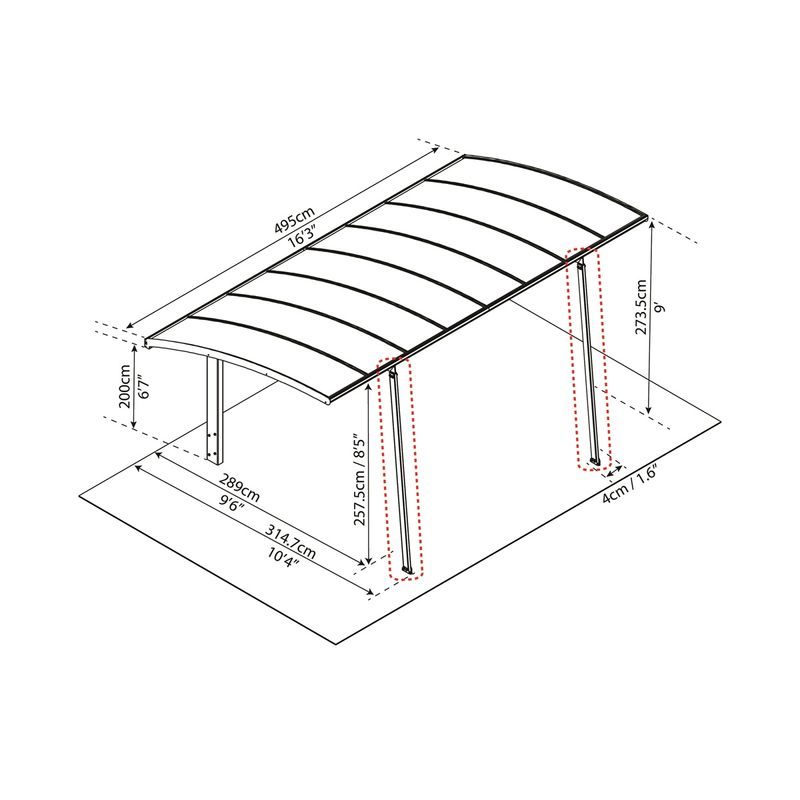 PALRAM - CANOPIA ARIZONA 5000 EXTRA KIT PODPŮRNÉ STOJNÉ NOHY (2 KS) - PŘÍSLUŠENSTVÍ PRO SKLENÍKY - ZAHRADA