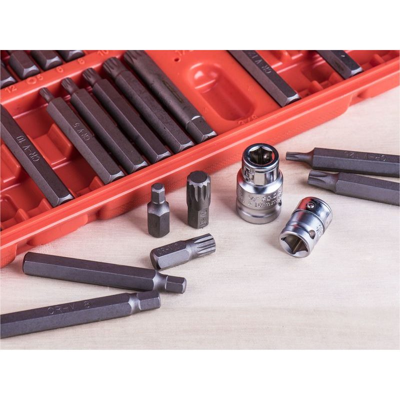 EXTOL PREMIUM HROTY IMBUS-TORX-XZN, SADA PROFI 40KS, PRO RÁČNY 3/8", 1/2", CRV, 8818202 - GOLA SADY - RUČNÍ NÁŘADÍ