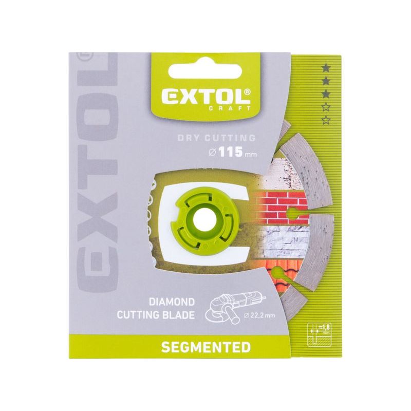 EXTOL CRAFT KOTOUČ DIAMANTOVÝ ŘEZNÝ SEGMENTOVÝ - SUCHÉ ŘEZÁNÍ, O 115X22,2X1,8MM, 903031 - DIA KOTOUČ 115 MM - PŘÍSLUŠENSTVÍ