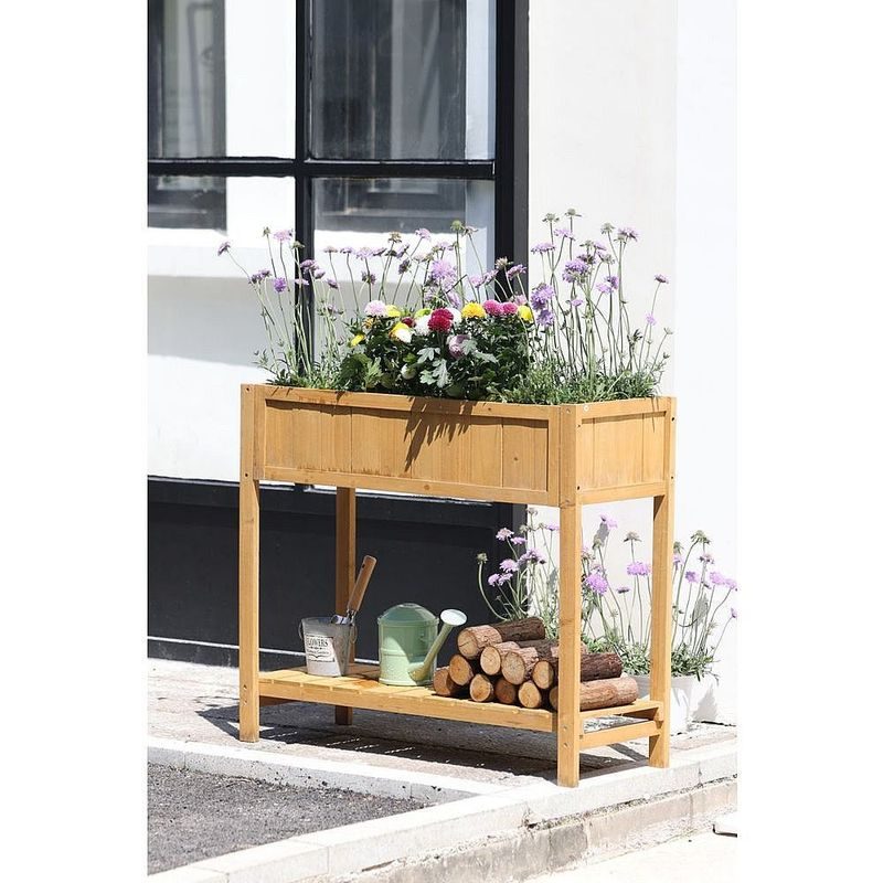ZÁHON VYVÝŠENÝ 89X33X76CM, DŘEVO, S POLICÍ - VYVÝŠENÉ ZÁHONY - ZAHRADA