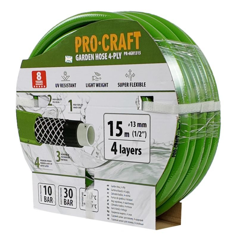 ZAHRADNÍ HADICÍ PROCRAFT PR-4GH1315 4 VRSTVY, 1/2" 15 M | PR-4GH1315 PROCRAFT - HADICE 1/2" - ZAHRADA