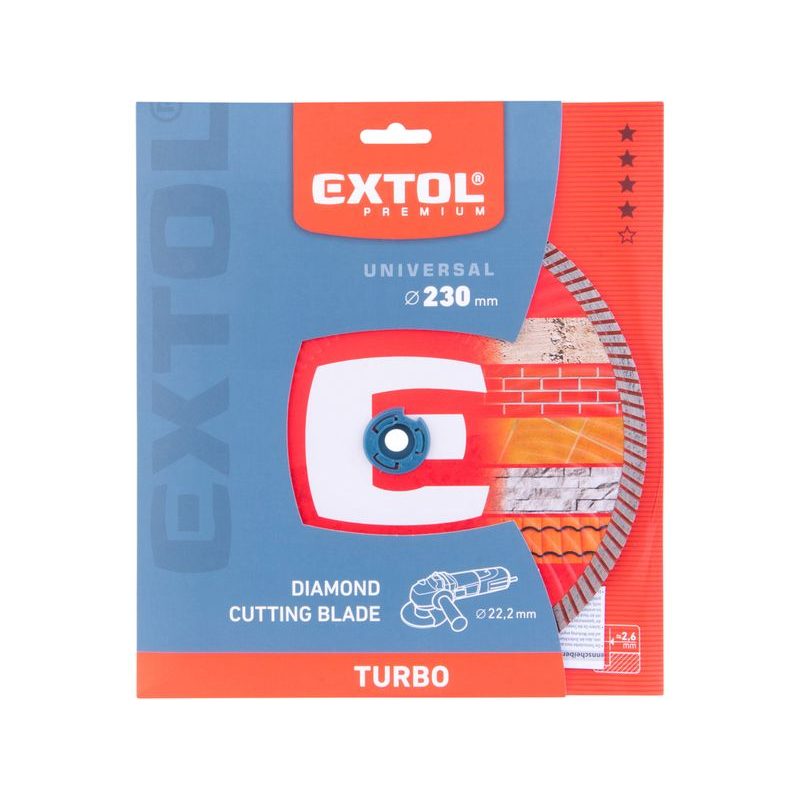 EXTOL PREMIUM KOTOUČ DIAMANTOVÝ ŘEZNÝ, TURBO - SUCHÉ I MOKRÉ ŘEZÁNÍ, O 230X22,2X2,6MM, 8803055 - DIA KOTOUČ 230 MM - PŘÍSLUŠENSTVÍ