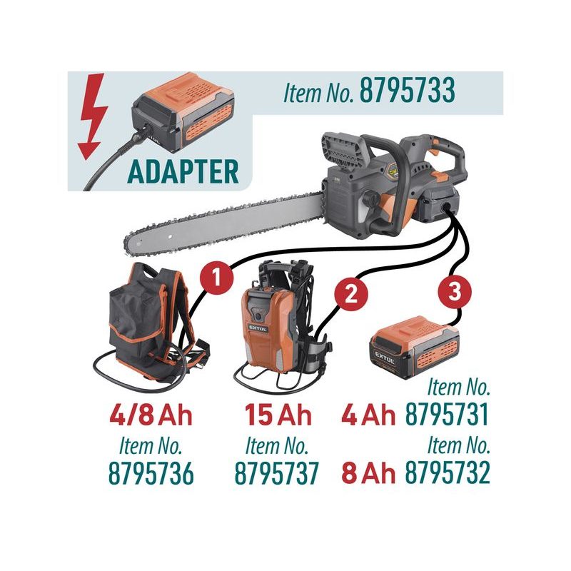 EXTOL INDUSTRIAL PILA ŘETĚZOVÁ AKU 60V, 51CM, BRUSHLESS, BEZ BATERIE A NABÍJEČKY, 8795711 - AKU ŘETĚZOVÉ PILY - ZAHRADA