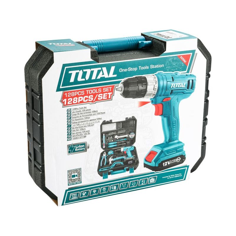TOTAL VRTACÍ ŠROUBOVÁK AKU 12V LI-ION S NÁŘADÍM, SADA 128KS, THKTHP11282 - AKU VRTAČKY - ŠROUBOVÁKY - ELEKTRICKÉ NÁŘADÍ