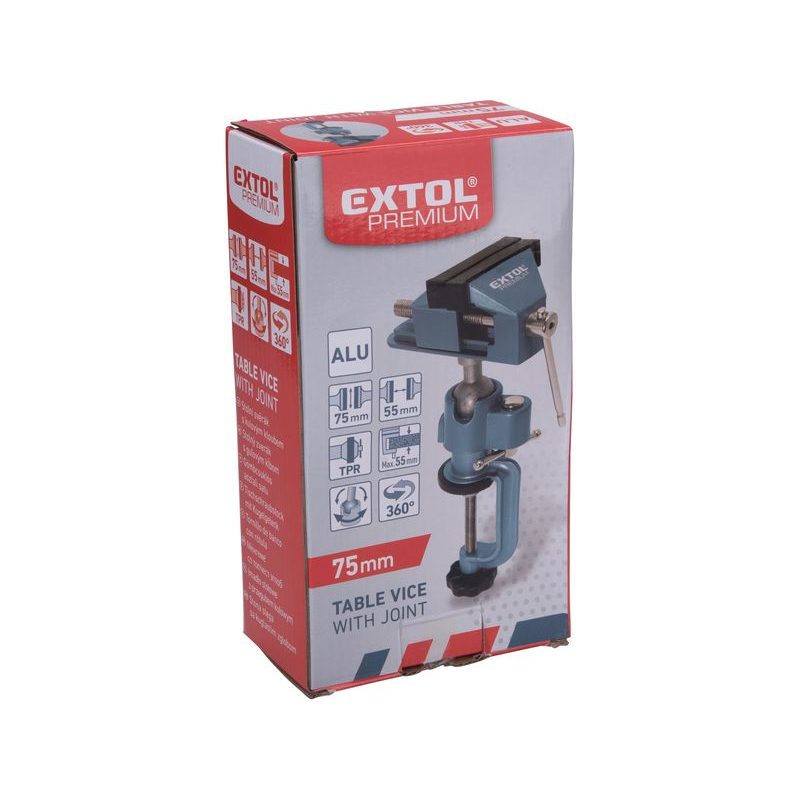 EXTOL PREMIUM SVĚRÁK NA STŮL OTOČNÝ S KLOUBEM, 75MM, 8812607 - SVĚRÁKY - DÍLNA A GARÁŽ