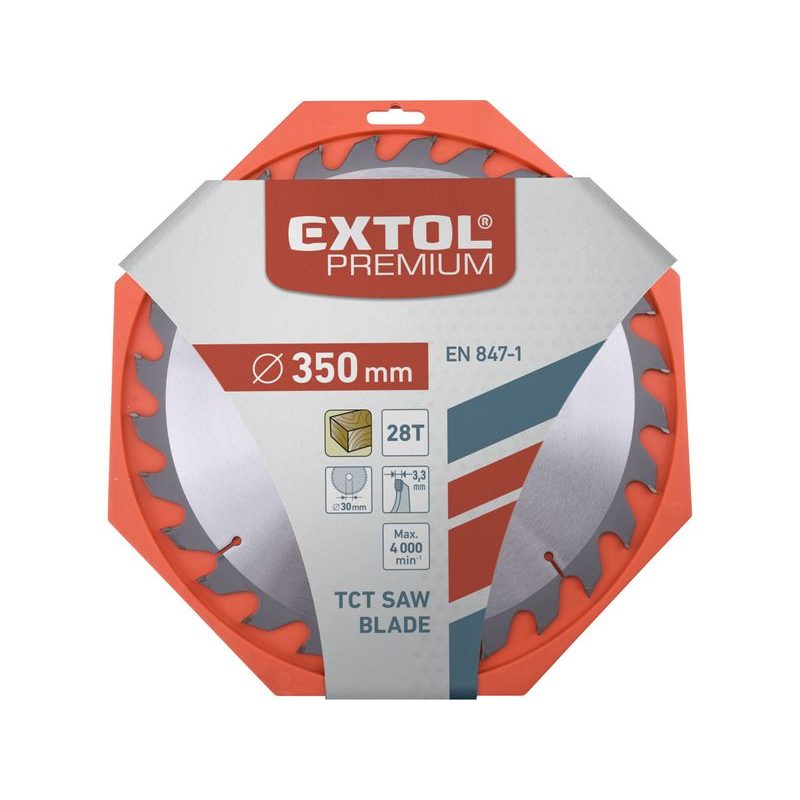EXTOL PREMIUM KOTOUČ PILOVÝ S SK PLÁTKY, O 350X3,3X30MM, 28T, 8803250 - PRŮMĚR 255 - 270, 300 - 355 - PŘÍSLUŠENSTVÍ