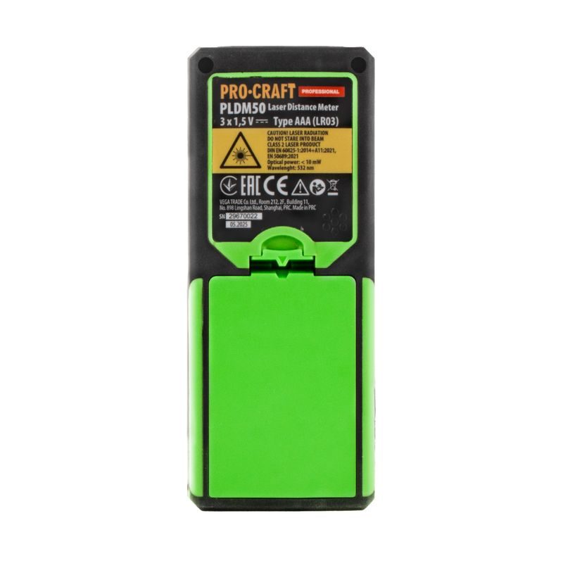 LASEROVÝ MĚŘIČ VZDÁLENOSTI PROCRAFT PLDM50 | PLDM50 PROCRAFT - LASEROVÉ MĚŘIČE VZDÁLENOSTI - MĚŘÍCÍ TECHNIKA