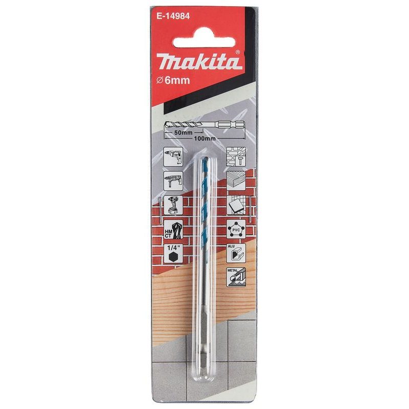 MAKITA E-14984 - VRTÁK PRO MULTIMATERIÁL TCTSTOPKA ŠESTIHRAN 1/4´´ 6X100MM - VRTÁKY DO KOVU - PŘÍSLUŠENSTVÍ