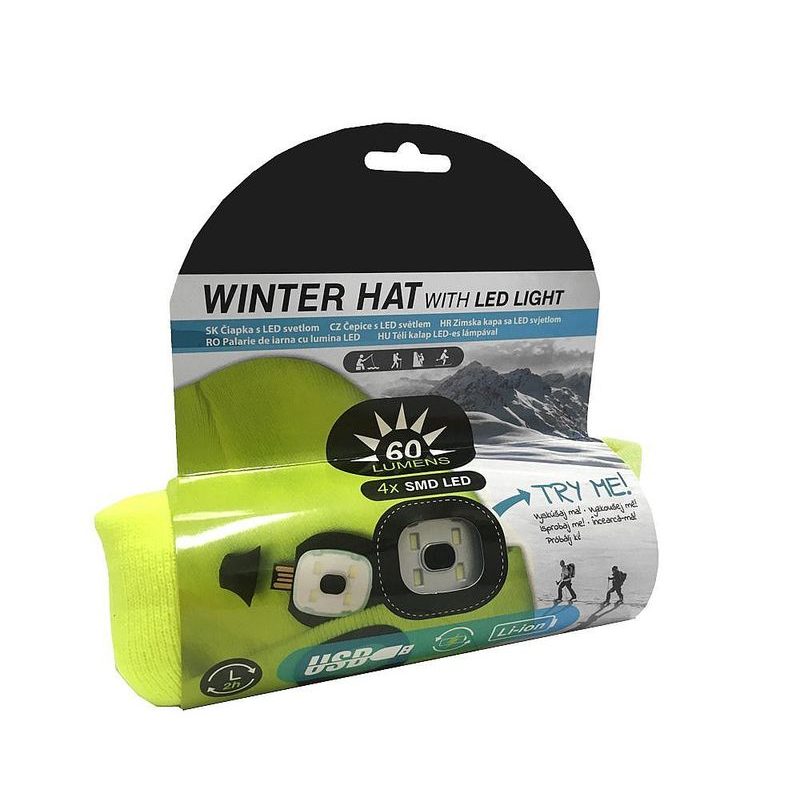 ČEPICE LED, 4X SMD LED, USB NABÍJENÍ, ŽLUTÁ, UNI - ČEPICE, KŠILTOVKY, PONOŽKY A JINÉ - PŘÍSLUŠENSTVÍ