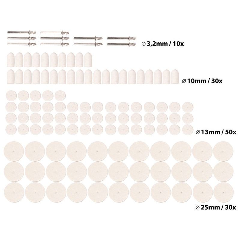 EXTOL CRAFT 903760 KOTOUČE PLSTĚNÉ LEŠTÍCÍ, SADA 120KS, 903760 - K PŘÍMÝM BRUSKÁM - PŘÍSLUŠENSTVÍ