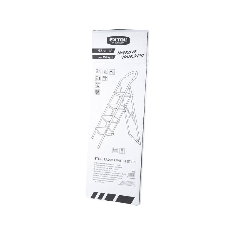 EXTOL PREMIUM SCHŮDKY SKLÁDACÍ OCELOVÉ, 4 STUPNĚ, 8849032 - ŽEBŘÍKY, SCHŮDKY, LEŠENÍ - DÍLNA A GARÁŽ