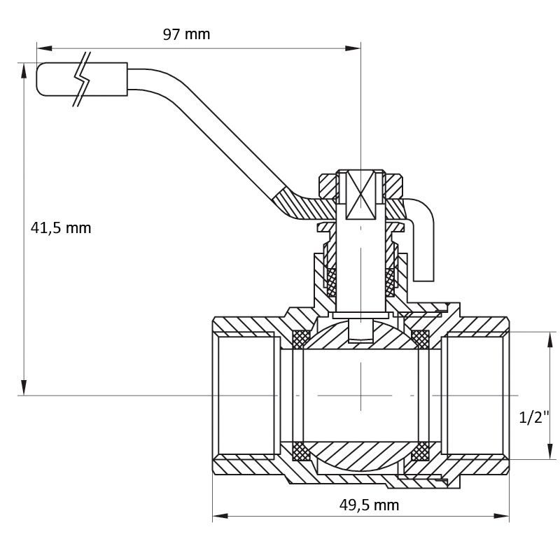 KULOVÝ KOHOUT PÁKOVÝ ČERVENÝ, KR.214 1/2"FF | KR.214 1/2"FF PROCRAFT - PŘÍSLUŠENSTVÍ (KOHOUTY, ŠROUBENÍ,...) - SANITA