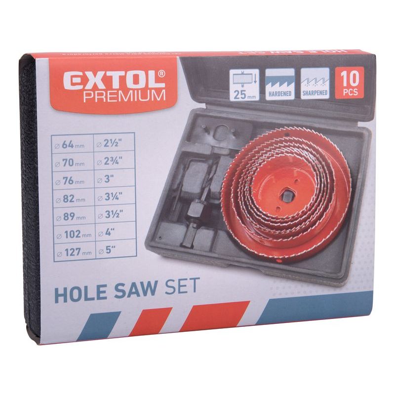 EXTOL PREMIUM VRTÁKY VYKRUŽOVACÍ KORUNKOVÉ, 7 PRŮMĚRŮ O 64-127MM, 8801607 - SADY S VRTACÍMI KORUNKAMI - PŘÍSLUŠENSTVÍ