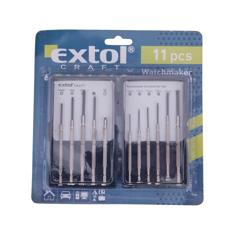 EXTOL CRAFT ŠROUBOVÁKY HODINÁŘSKÉ, SADA 11KS, 5811 - SADY ŠROUBOVÁKŮ - RUČNÍ NÁŘADÍ