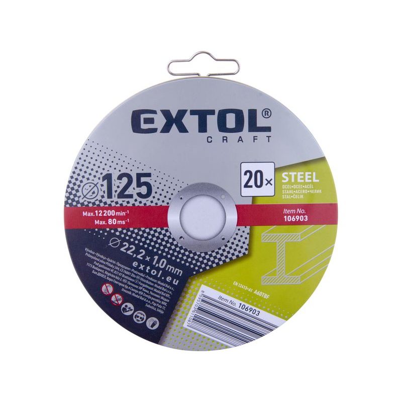 EXTOL CRAFT KOTOUČ ŘEZNÝ NA KOV 20KS, O 125X1,0X22,2MM, 106903 - ŘEZNÝ KOTOUČ 125 MM - PŘÍSLUŠENSTVÍ