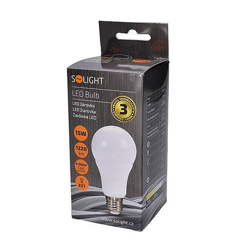 LED ŽÁROVKA, KLASICKÝ TVAR, 15W, E27, 6000K, 270°, 1650LM - PATICE E27 (KLASICKÁ ŽÁROVKA) - SVÍTIDLA