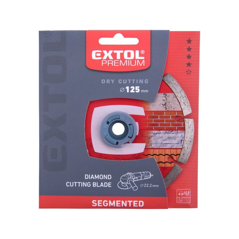 EXTOL PREMIUM ZRUŠENO! NAHRAZENO VÝROBKEM 8803012 KOTOUČ DIAMANTOVÝ ŘEZNÝ SEGMENTOVÝ - SUCHÉ ŘEZÁNÍ, O 125X22,2X2MM, 108712 - DIA KOTOUČ 125 MM - PŘÍSLUŠENSTVÍ
