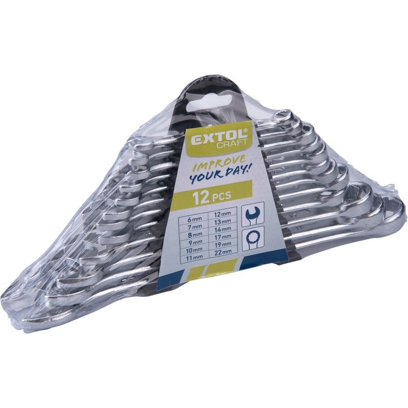 EXTOL CRAFT KLÍČE OČKOPLOCHÉ, SADA 12KS, 6-22MM, 6333B - KLÍČE OČKO/OTEVŘENÉ - RUČNÍ NÁŘADÍ