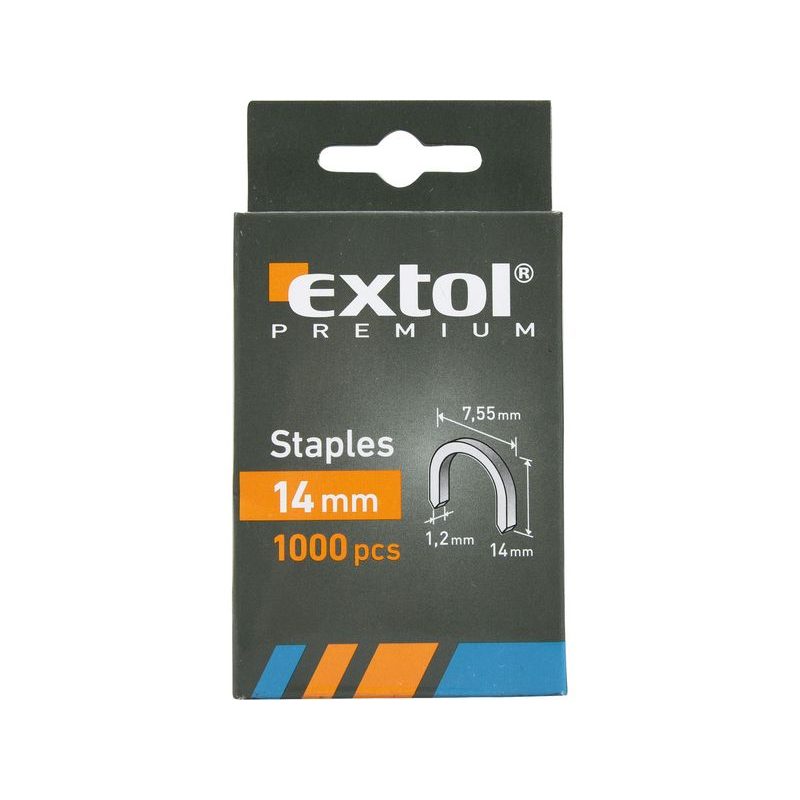 EXTOL PREMIUM SPONY OBLÉ, BALENÍ 1000KS, 14MM, 7,55X0,52X1,2MM, 8852305 - SPONY DO SPONKOVAČKY - PŘÍSLUŠENSTVÍ
