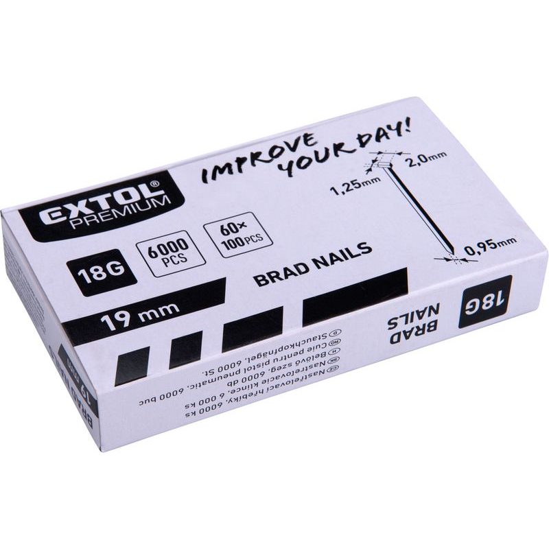 EXTOL PREMIUM HŘEBÍK NASTŘELOVACÍ, 6000KS, 19MM, 18G, TYP F, HLAVA 2MM, 1,25X0,95MM, 8862611 - HŘEBÍKY TYP F - PŘÍSLUŠENSTVÍ