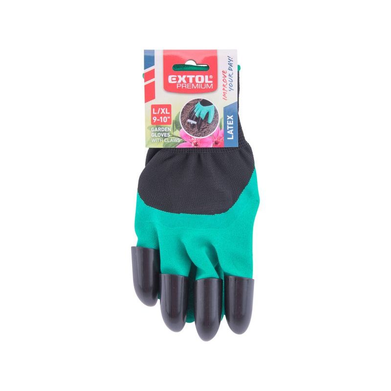 EXTOL PREMIUM RUKAVICE ZAHRADNÍ POLYESTEROVÉ S LATEXEM A DRÁPY NA PRAVÉ RUCE, VELIKOST 9", PES S LATEXEM, 8856662 - RUKAVICE PRACOVNÍ RŮZNÉ - PŘÍSLUŠENSTVÍ