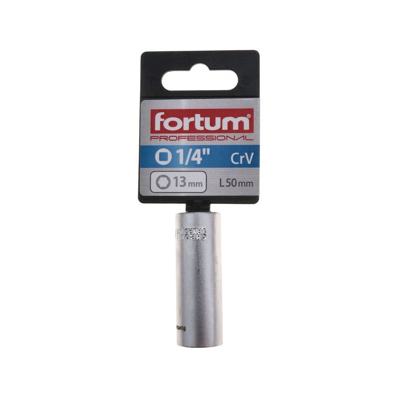 FORTUM HLAVICE NÁSTRČNÁ PRODLOUŽENA 1/4", 13MM, L 50MM, 4701526 - NÁSTRČNÉ HLAVICE, OŘECHY - RUČNÍ NÁŘADÍ