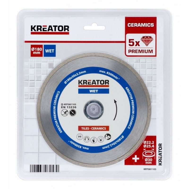 KREATOR KRT081103 DIAMANTOVÝ KOTOUČ CELOOBVODOVÝ 180MM PREMIUM - DIAMATOVÉ KOTOUČE - ŘEZNÉ - PŘÍSLUŠENSTVÍ