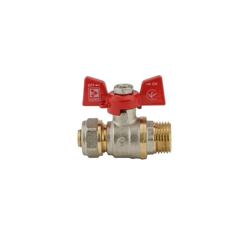 KULOVÝ KOHOUT SE SVĚRNÝM ŠROUBENÍM, MOTÝL, ČERVENÝ, KR.351 Ø16×1/2"M | KR.351 Ø16×1/2"M PROCRAFT - PŘÍSLUŠENSTVÍ (KOHOUTY, ŠROUBENÍ,...) - SANITA