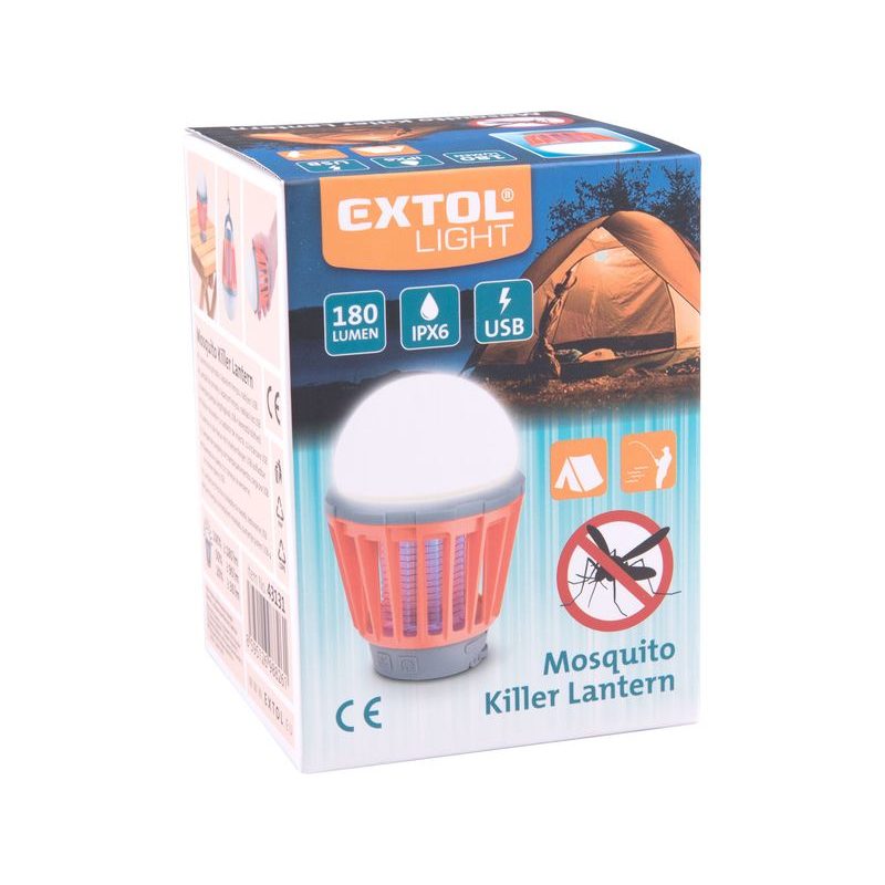 EXTOL LIGHT LUCERNA TURISTICKÁ S LAPAČEM KOMÁRŮ, 180LM, USB NABÍJENÍ, 3X 1W LED, 43131 - KAPESNÍ SVÍTILNY A ČELOVKY - SVÍTIDLA