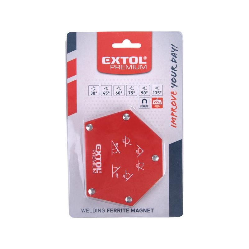 EXTOL PREMIUM MAGNET-ÚHELNÍK SVAŘOVACÍ, 30°-45°-60°-75°-90°-135°, NOSNOST DO 22KG, 8815194 - PINZETY A MAGNETICKÉ DRŽÁKY - RUČNÍ NÁŘADÍ