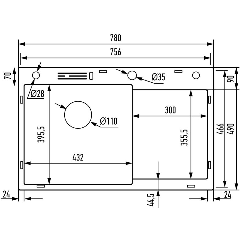 NEREZOVÝ DŘEZ MIXXUS MH7849L-HK GRAPHITE SE SIFONEM, GRAFITO | MH7849L-HK GRAPHITE MIXXUS - DŘEZY - SANITA