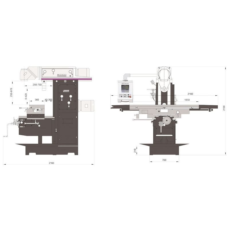 UNIVERZÁLNÍ FRÉZKA OPTIMILL MT 200 - UNIVERZÁLNÍ FRÉZKY - KOVOOBRÁBĚCÍ STROJE