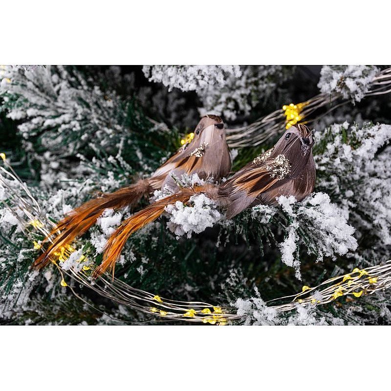 PTÁČÁTKA SE SKŘIPCEM MAGICHOME, HNĚDÉ, 15X5X5CM/PÁR/ - VÁNOČNÍ DEKORACE - DŮM A DOMÁCNOST, ELEKTRO..