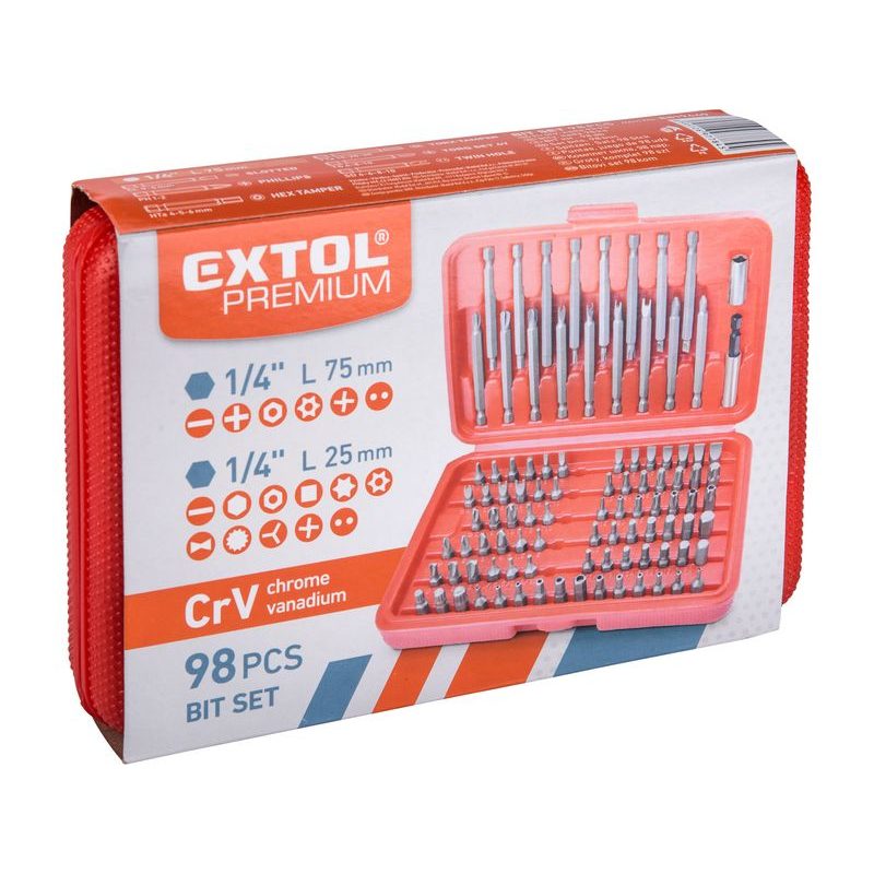 EXTOL PREMIUM HROTY, SADA 98KS, 8819649 - SADY BITŮ - PŘÍSLUŠENSTVÍ