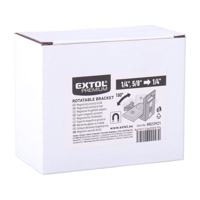 EXTOL PREMIUM DRŽÁK MAGNETICKÝ, OTOČNÝ, ŠROUB 1/4"- VNITŘ. ZÁVIT 1/4"- 5/8", 8823921 - PŘÍSLUŠENSTVÍ PRO EXTOL - NÁHRADNÍ DÍLY