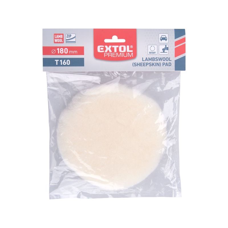 EXTOL PREMIUM KOTOUČ LEŠTÍCÍ VLNĚNÝ, OVČÍ ROUNO, T160, ⌀180MM, SUCHÝ ZIP, 8804562 - PRO LEŠTIČKY - PŘÍSLUŠENSTVÍ