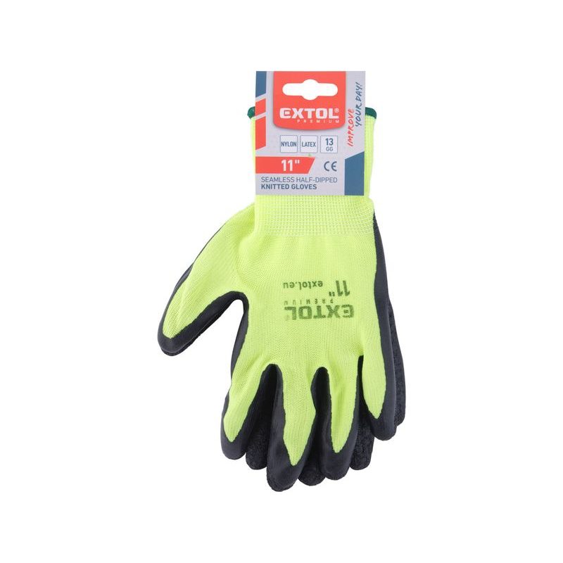 EXTOL PREMIUM RUKAVICE NYLONOVÉ, BEZEŠVÉ, POLOMÁČENÉ V LATEXU, VELIKOST 11", 8856647 - RUKAVICE PRACOVNÍ RŮZNÉ - PŘÍSLUŠENSTVÍ