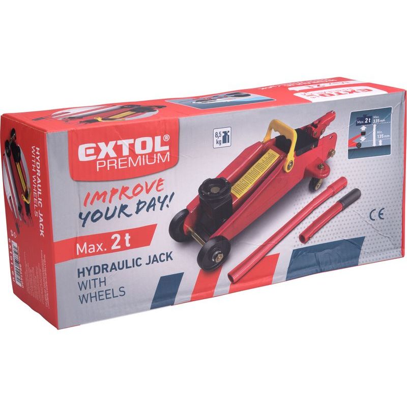 EXTOL PREMIUM ZVEDÁK HYDRAULICKÝ POJEZDOVÝ, 2T, ZDVIH 135-335MM, 8861400 - ZVEDÁKY - DÍLNA A GARÁŽ
