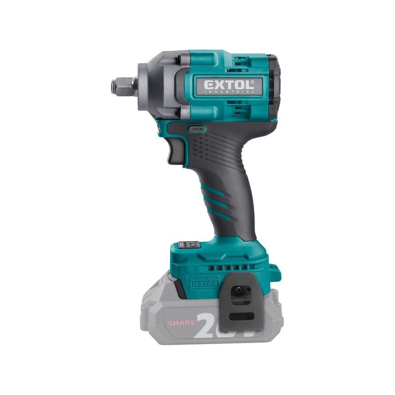 EXTOL INDUSTRIAL UTAHOVÁK RÁZOVÝ 1/2" AKU SHARE20V, 500NM, BRUSHLESS, BEZ BATERIE A NABÍJEČKY, 8791815 - UTAHOVÁK BEZ AKU 18V - AKU NÁŘADÍ