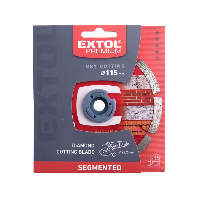 EXTOL PREMIUM KOTOUČ DIAMANTOVÝ ŘEZNÝ SEGMENTOVÝ - SUCHÉ ŘEZÁNÍ, O 115X22,2X2MM, 108711 - DIA KOTOUČ 115 MM - PŘÍSLUŠENSTVÍ