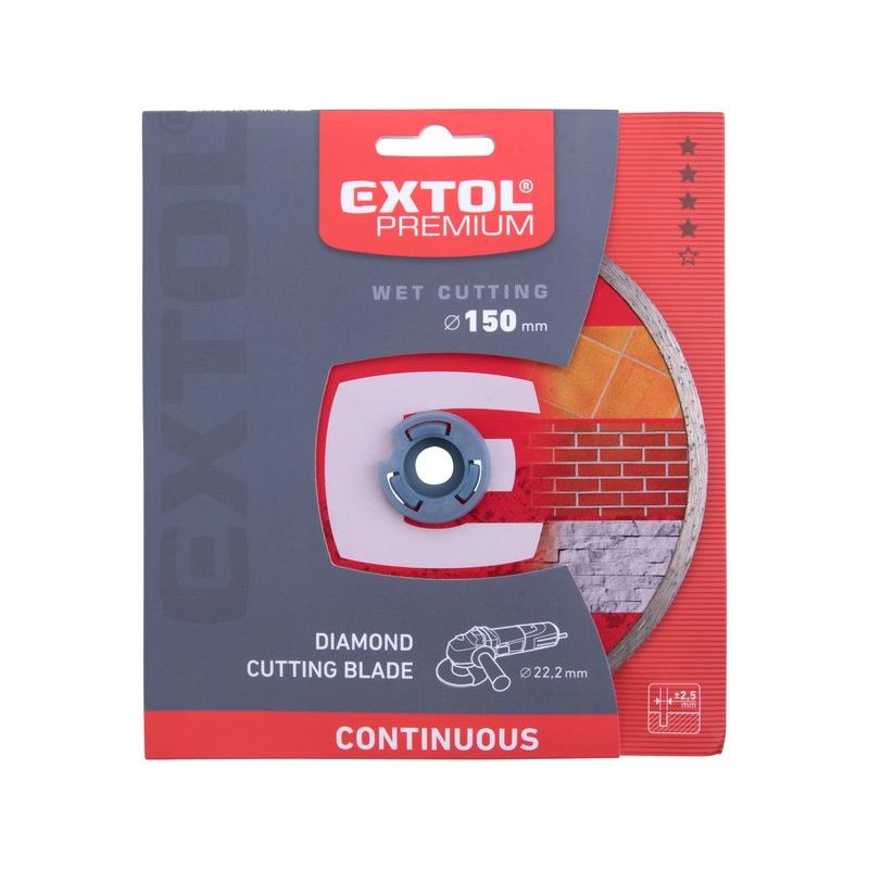 EXTOL PREMIUM KOTOUČ DIAMANTOVÝ ŘEZNÝ CELOOBVODOVÝ - MOKRÉ ŘEZÁNÍ, O 150X22,2X2,5MM, 108733 - DIA KOTOUČ 150 MM - PŘÍSLUŠENSTVÍ