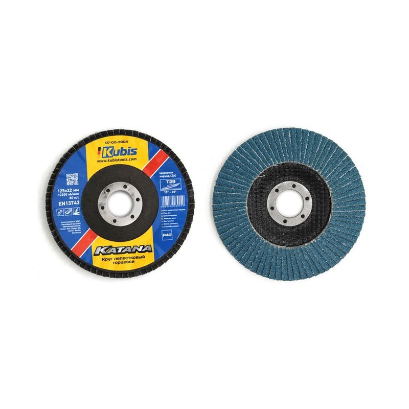 KOTOUČ LAMENOVÝ Т29 Р40, 125*22 ММ, ZIRCONIA KATANA OCEL/NEREZ | 07-00-3904 KUBIS - LAMELOVÉ KOTOUČE - PŘÍSLUŠENSTVÍ